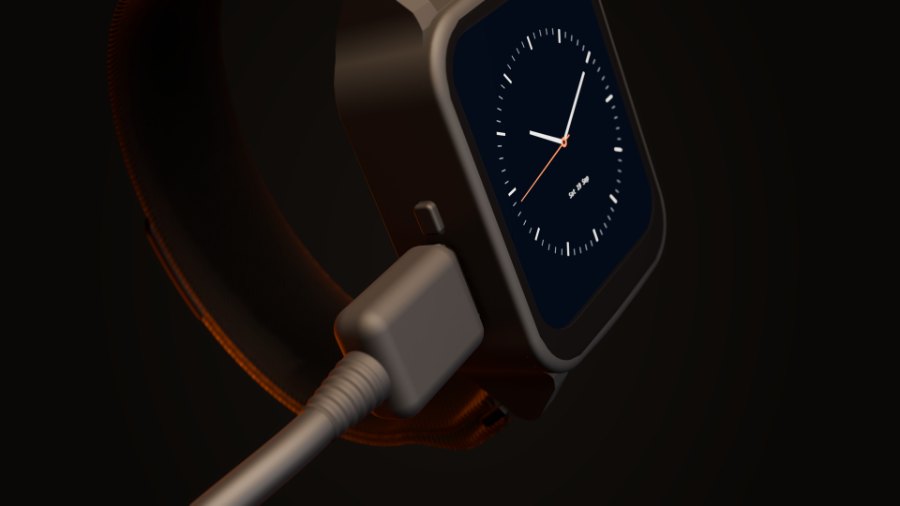 Render with the USB-C cable in. Charging and flashing use the same port