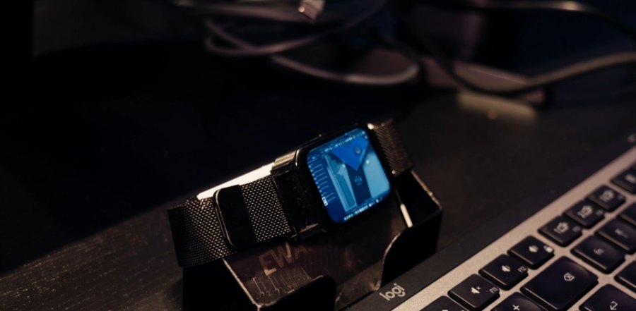 EWatch resting on a laptop keyboard