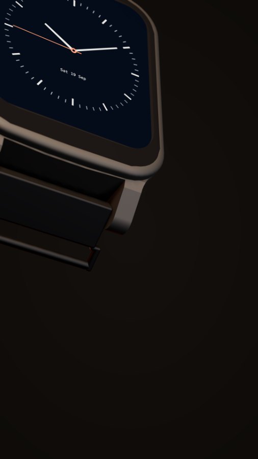 Render: close-up of the watch face