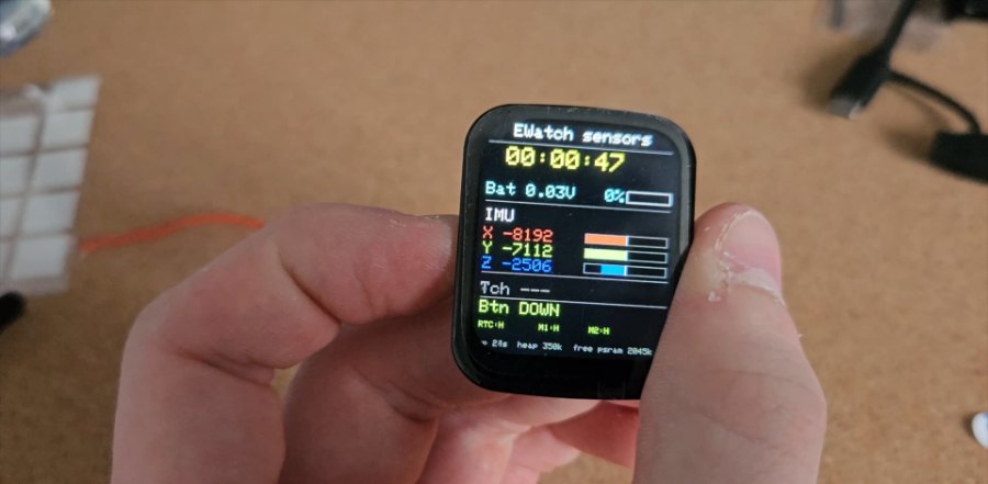The sensor test app, in the hand