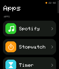 The app list